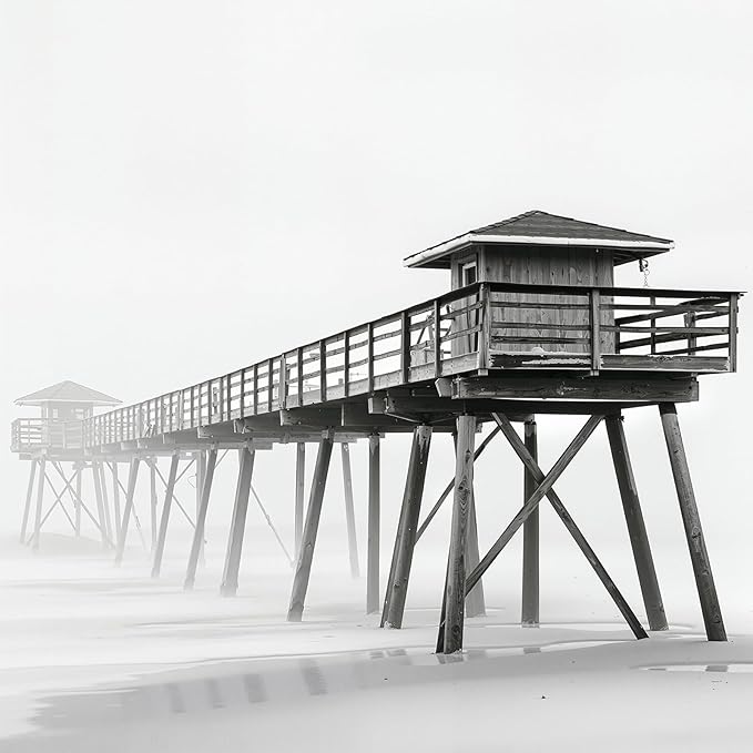 Framed Black and White Beach Wall Art, 4 Piece Coastal Photography Canvas - Image 6