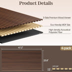 4 Pack Wood Panels for Wall, 47.24" x 23.81" Acoustic Wood Slat Wall Panel for - Image 2