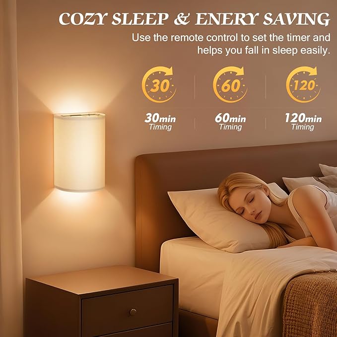 OCATO Battery Operated Wall Sconce: Wireless Wall Sconces Set of Two Battery - Image 7