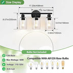 Zarbitta 3-Light Bathroom Light Fixtures, 17.23" Black Modern Vanity Lights - Image 7
