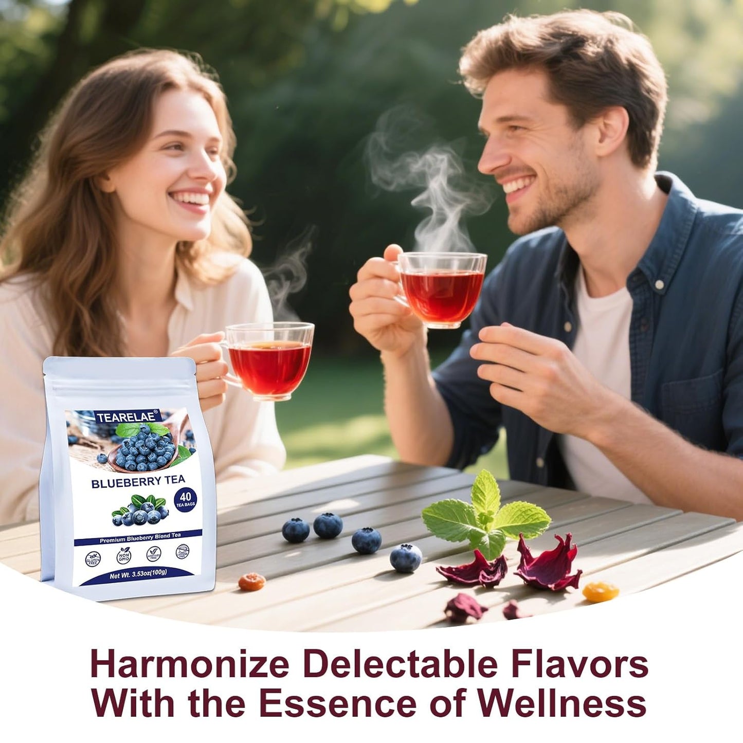 TEARELAE - Blueberry Tea, 40 Count - Premium Blueberry Tea Bags with Hibiscus, Mint & Raisins - Refreshing Taste - Non-GMO - Caffeine-Free