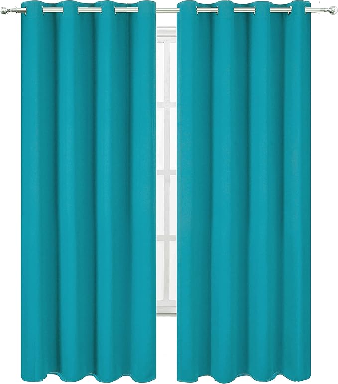 LEMOMO Teal Blackout Curtains/52 x 108 Inch/Set of 2 Panels Room Darkening - Image 2