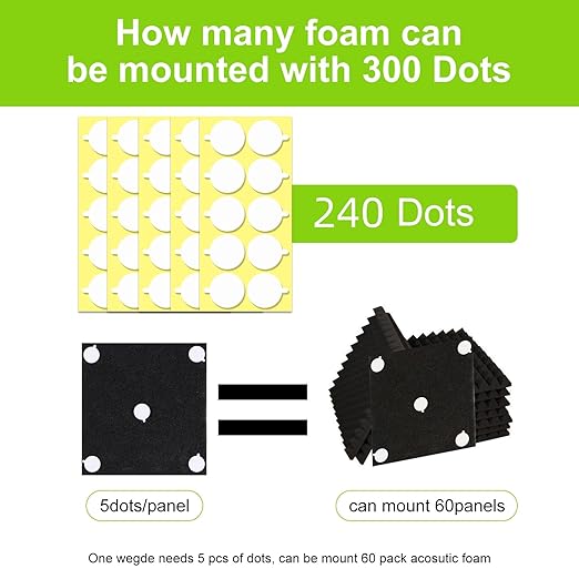 240Pcs Acoustic Foam Panels Tape, Removable Mounting Tape - Image 2