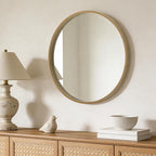 WallBeyond Round Mirror with Wood Frame - Image 3