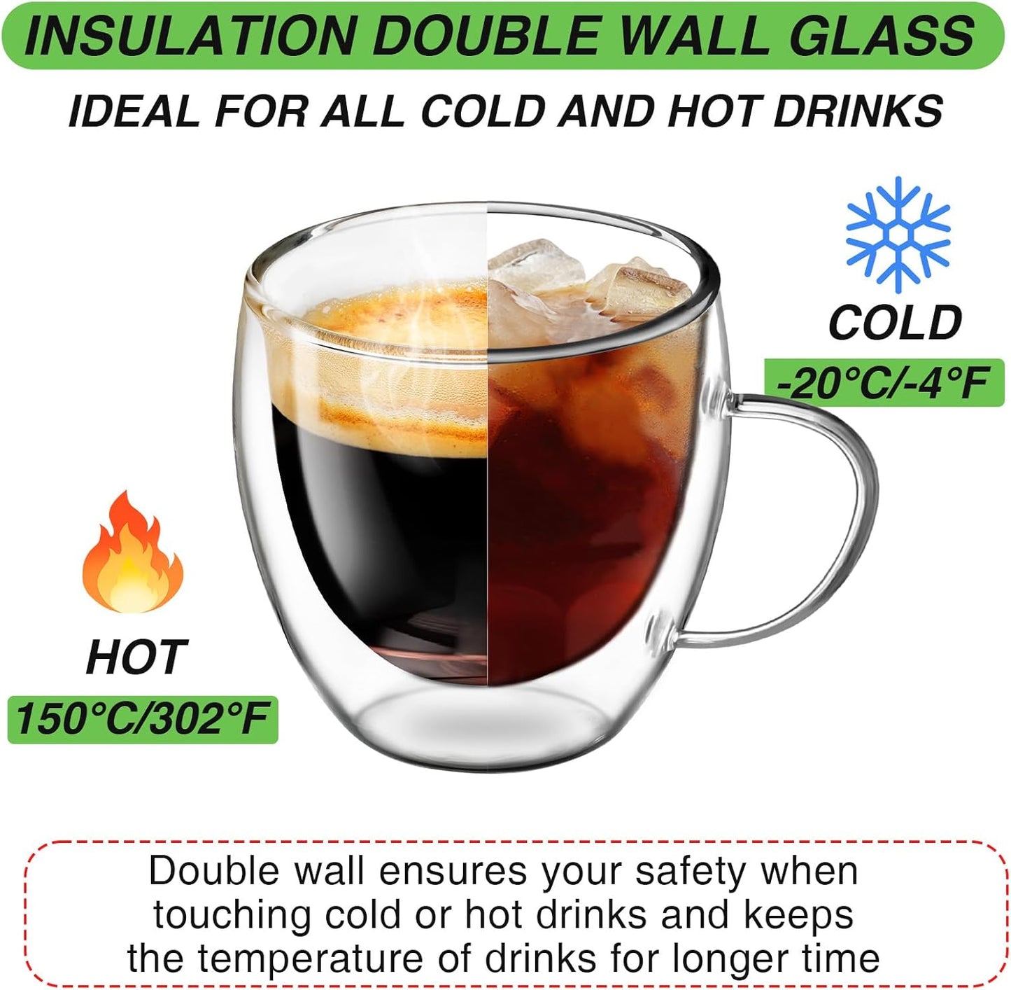 Espresso Cups Set of 4, 5 OZ Expresso Shots Glass Cups, Double Walled Glass Coffee Mugs with Handles, Espresso Machine Accessories, Insulated Espresso Shot Glasses, Clear Nespresso Cup for Cappuccino