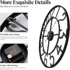 Cuspin 16 Inch Large Wall Clock, Modern Black Metal Clock - Image 4