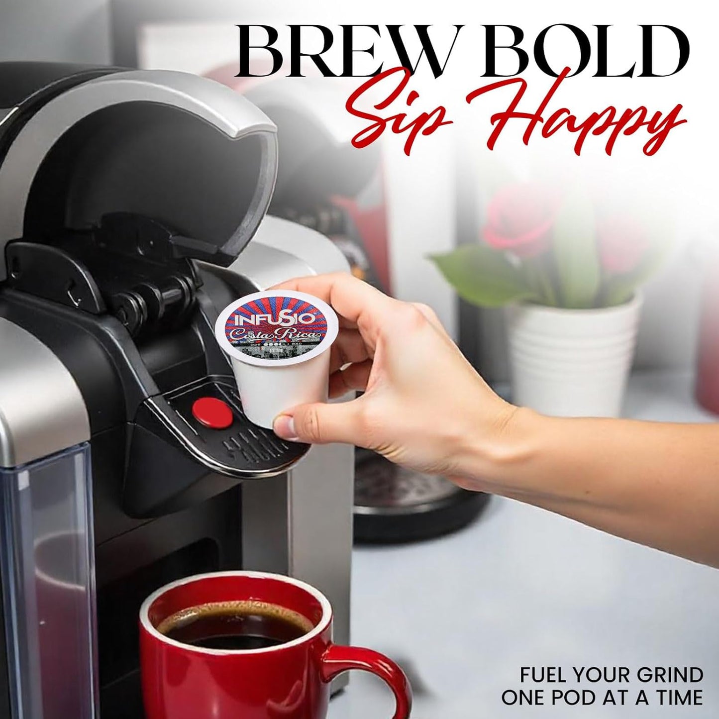 InfuSio Coffee Pods 96 Count Costa Rica Medium Roast Single serve Coffee pods for Keurig K Cups Brewers - InfuSio Premium Roasted Keurig 2.0 Compatible