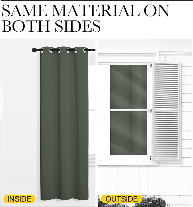 NICETOWN Dark Mallard Blackout Draperies Curtains - Image 6