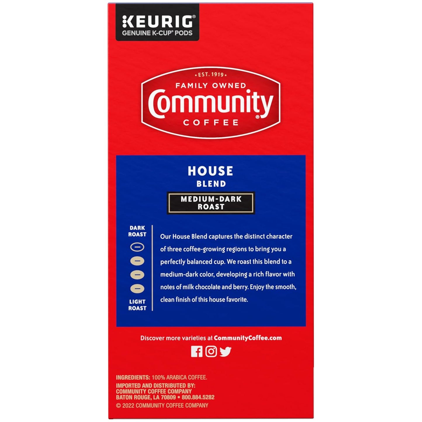 Community Coffee House Blend, Medium-Dark Roast, Single-Serve Keurig K-Cup Pods, 32 Count (Pack of 4)
