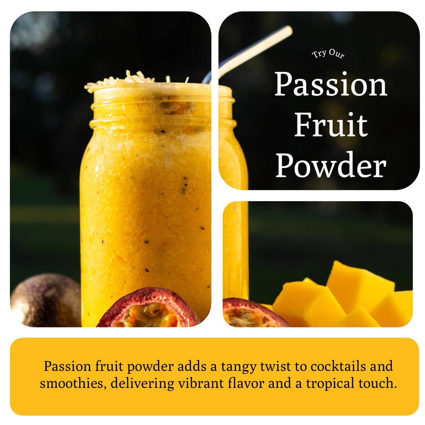 Ancient Roots Passion Fruit Powder- All-Natural Food Coloring, Flavoring Powder, Filled with Antioxidants, Vitamin C, and Fiber, Cocktail Mix, Smoothie Mix -Stocking Stuffers , 25 Servings (3.5 ounces)