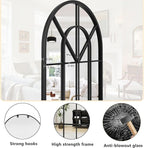 Dewfig Arch Wall Mirror Mounted Decorative, Arched Window Pane Mirror - Image 7