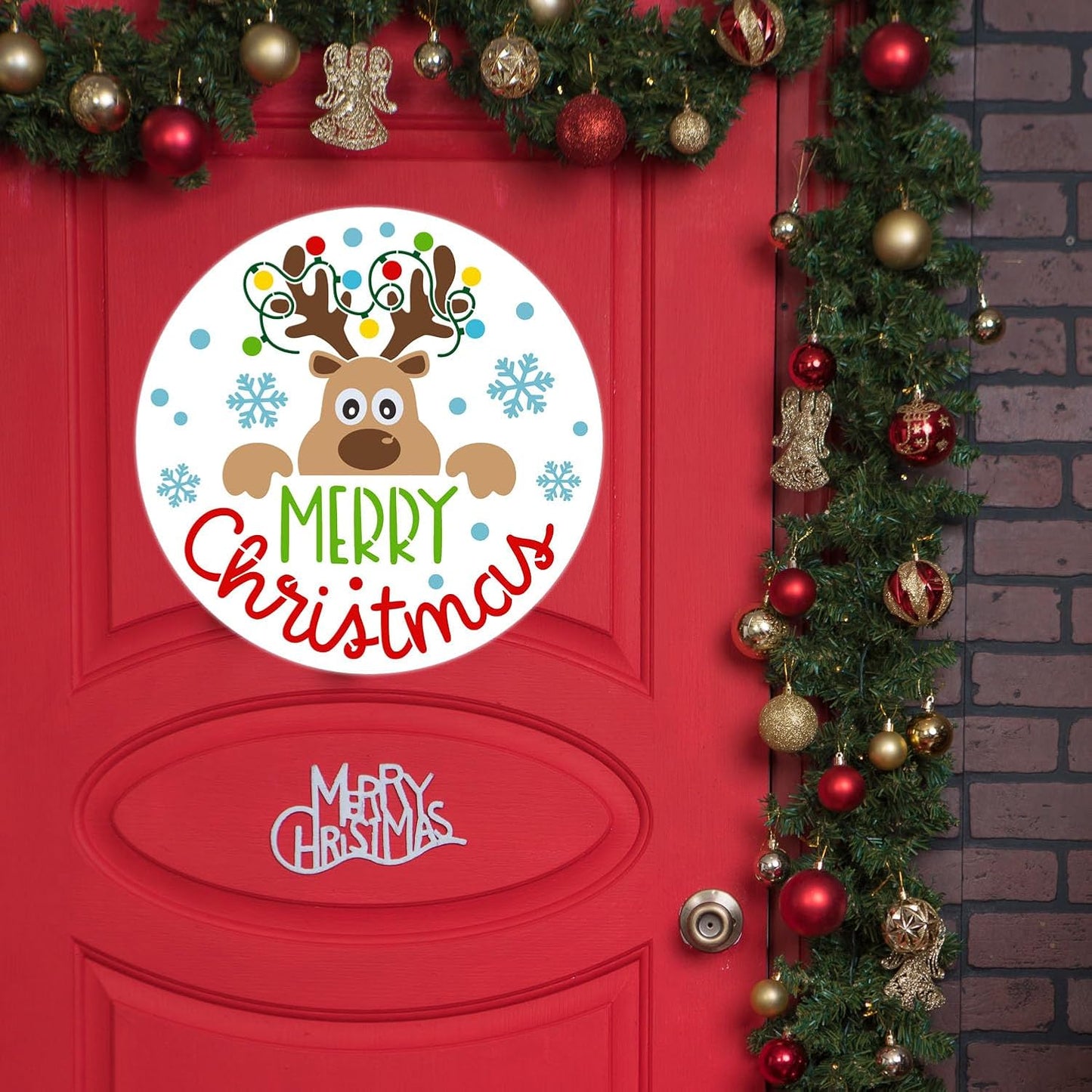 Christmas Stencils for Painting on Wood 12” Christmas Stencil Xmas Holiday Stencil Round Believe Snowman Templates for Porch Door Decor