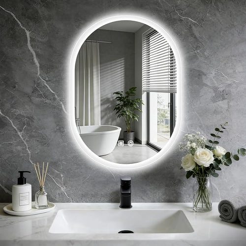 16x24 LED Bathroom Mirror with Lights Oval, Lighted Bathroom Vanity Mirror by Unknown