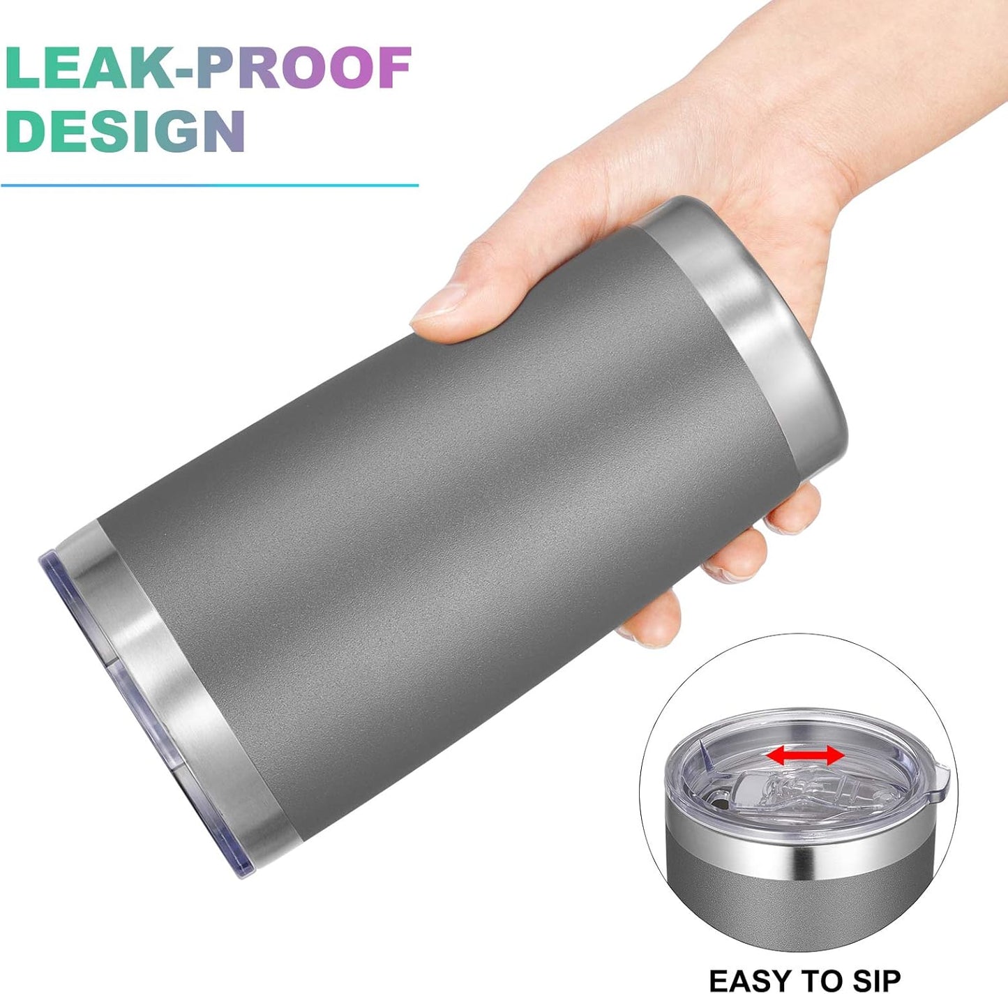 VEGOND 20oz Tumbler with Lid and Straw Stainless Steel Tumbler Cup Vacuum Insulated Double Wall Travel Coffee Mug Powder Coated Coffee Cup(Grey 1 Pack)