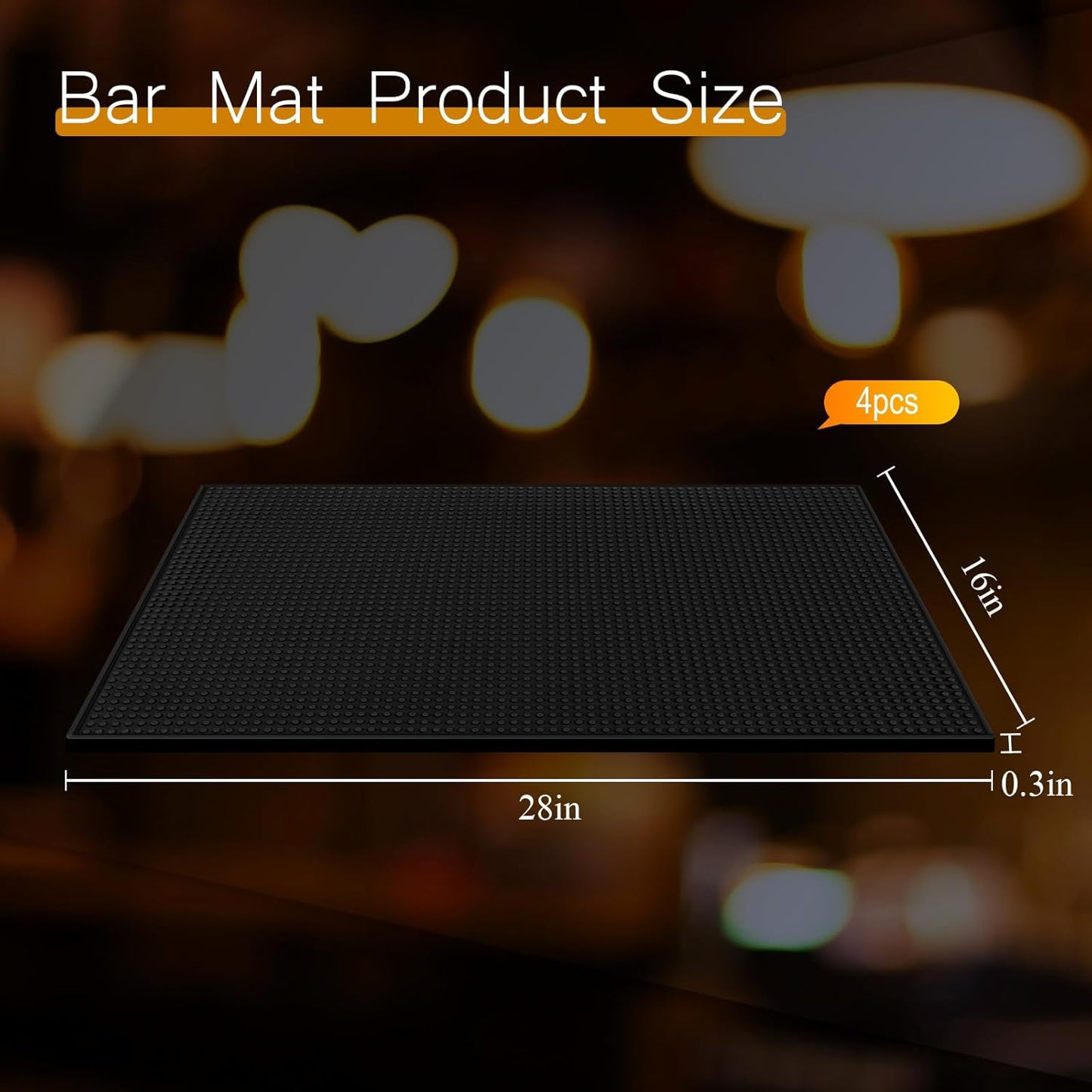 Tioncy 2 Pcs Bar Mat for Countertop 28 x 16 Inch Non Slip Cocktail Rubber Coffee Bar Service Mat for Bartending Hot Dishes Restaurants Barbershop Clippers Hot Pads, Black