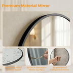 OLIXIS 20 Inch Black Round Bathroom Wall Mirror, Round Bathroom Mirrors - Image 6