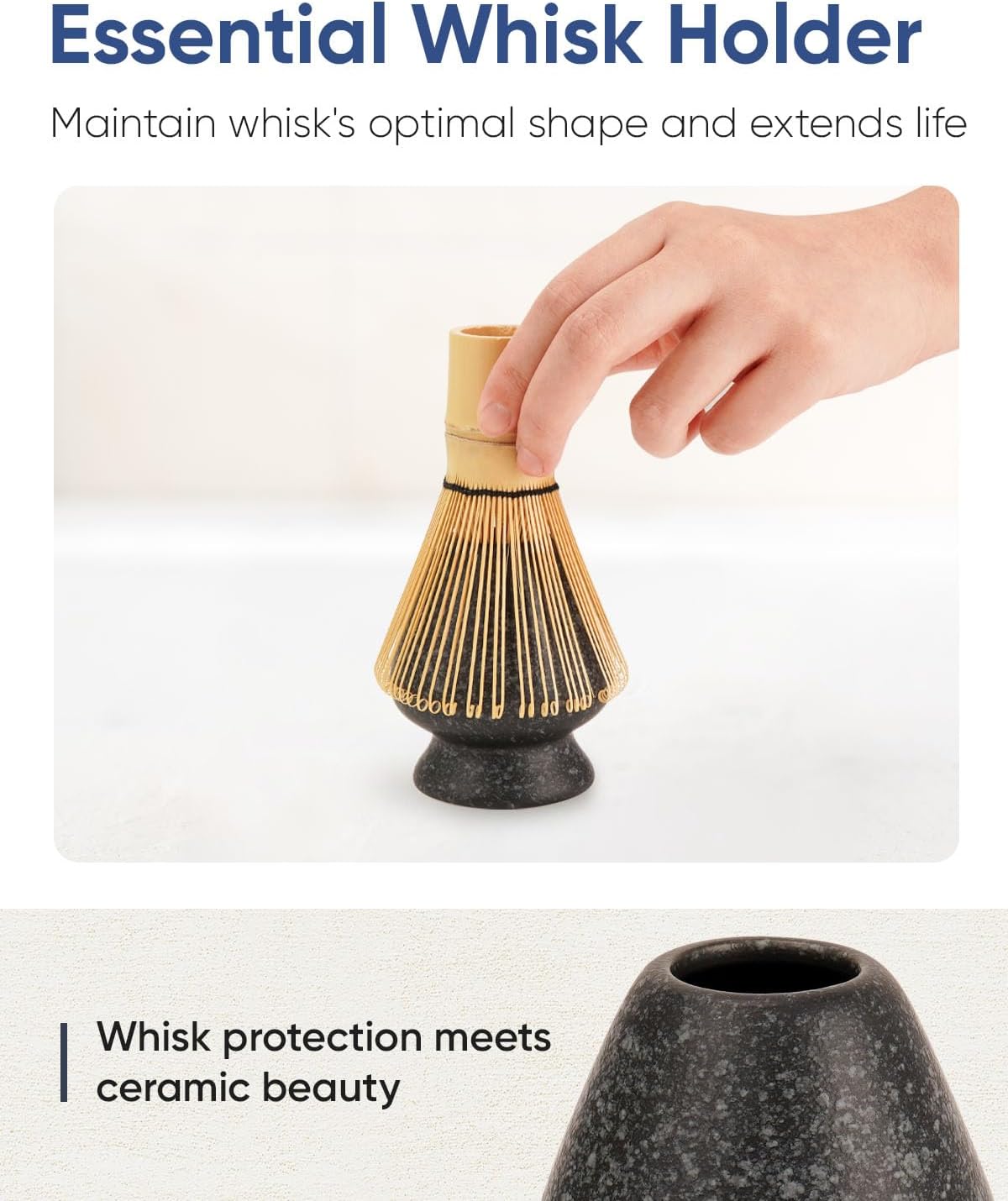 7 Pcs Matcha Kit Set, Matcha Whisk and Bowl with Spout, Powder Sifter, Whisk Holder, Bamboo Scoop and Scoop Rest, Perfect Prepare Tools for Making Matcha Tea (Charcoal Grey)