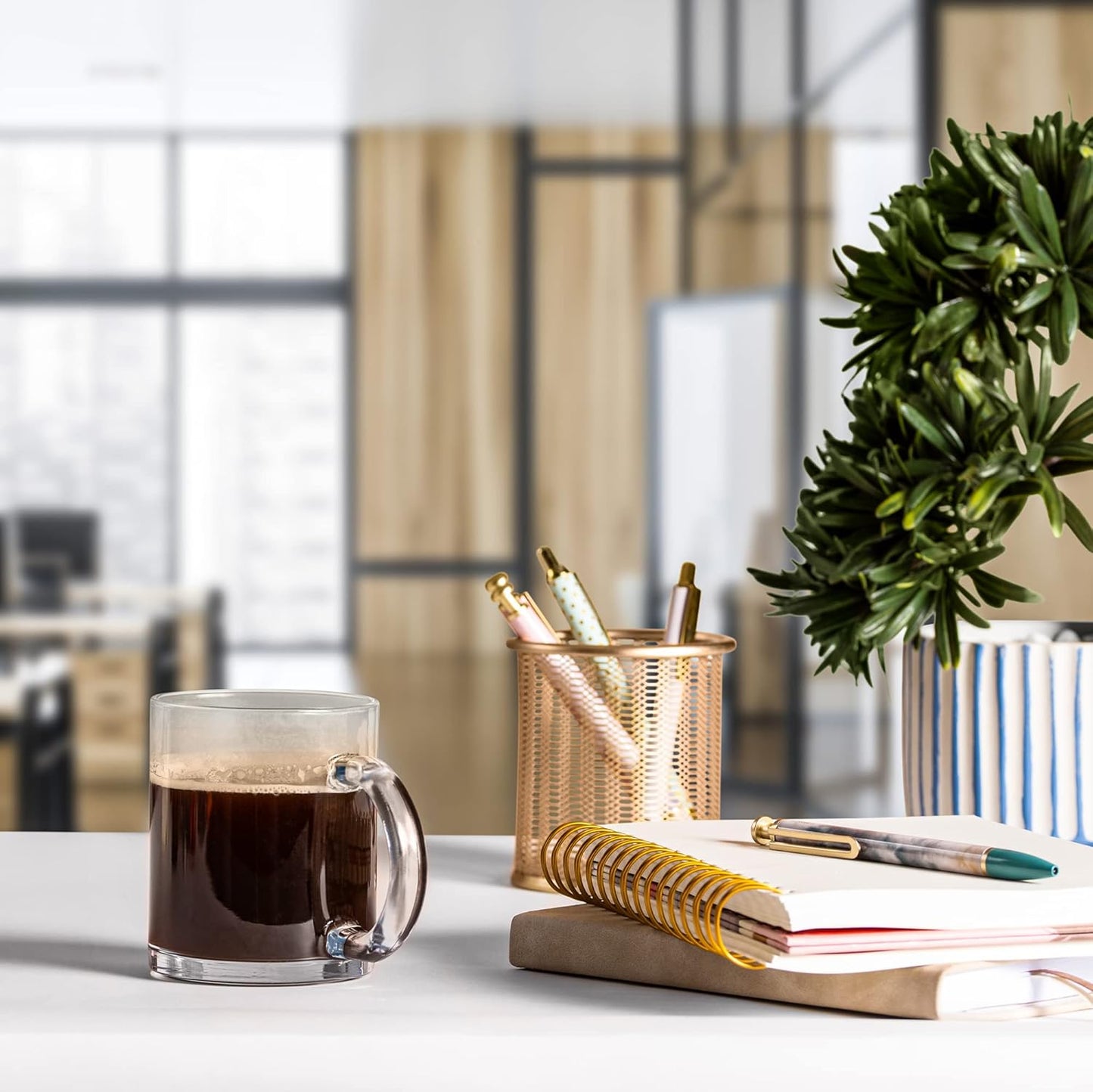 6-Pack Glass Coffee Infusion Mugs with Handle, Clear Tea cups Mugs, Espresso Cups Perfect for Cappuccino, Latte, Tea, Cafe Warm Beverage, Dishwasher & Microwave Safe.