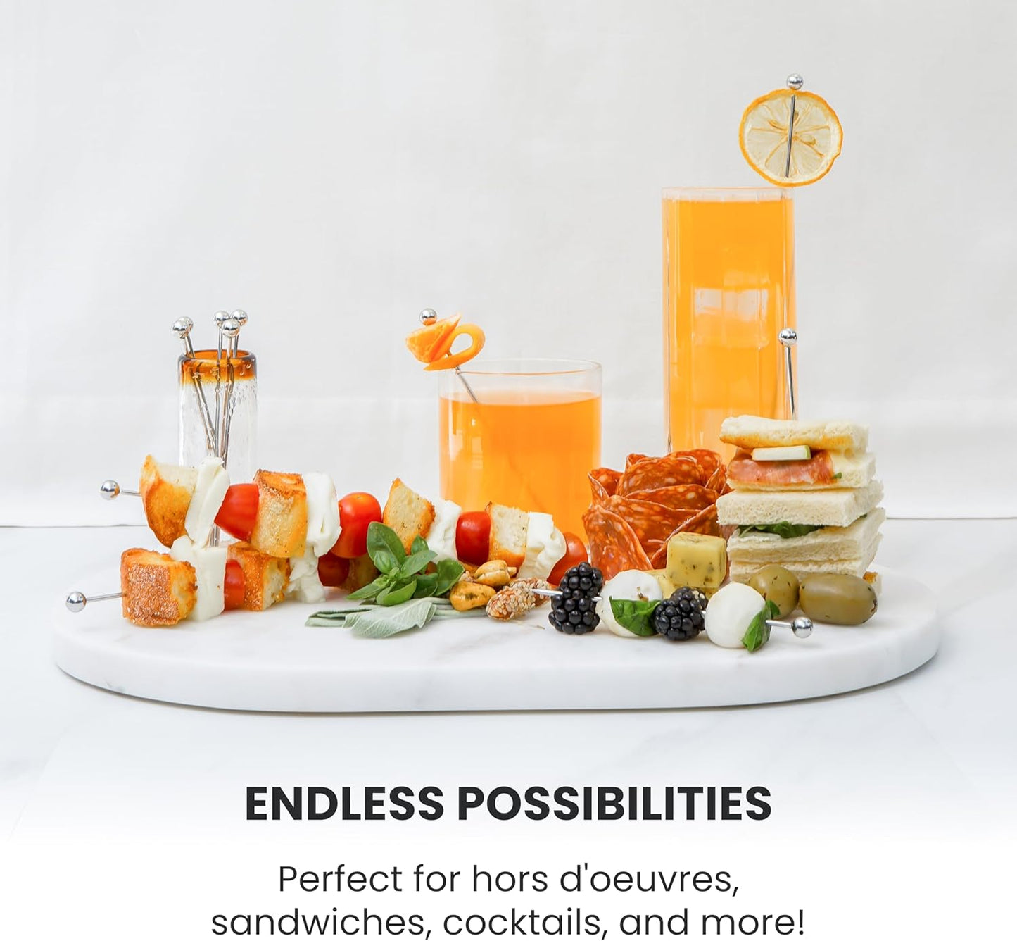 A Bar Above 12-Piece Stainless Steel Cocktail Picks, Short Reusable Garnish Sticks for Drinks, Appetizers, Old Fashioneds, Martinis, Bloody Marys, Shrimp Cocktail, and Entertaining at Home