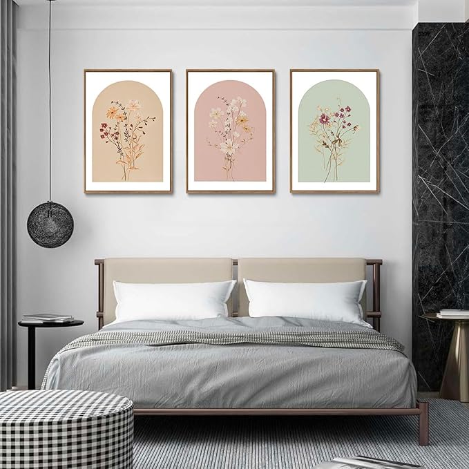 KISSFOX 3 Piece Framed Wall Art Botanical Wall Decor Floral Pictures Wildflower - Image 7