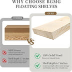 BGMG Wood Floating Shelves for Wall 24 inch Set of 2, Rustic Wooden Wall Mount - Image 4