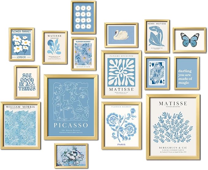 ANERZA 16 PCS Blue Wall Art Decor, Matisse Gallery Wall Prints by ANERZA