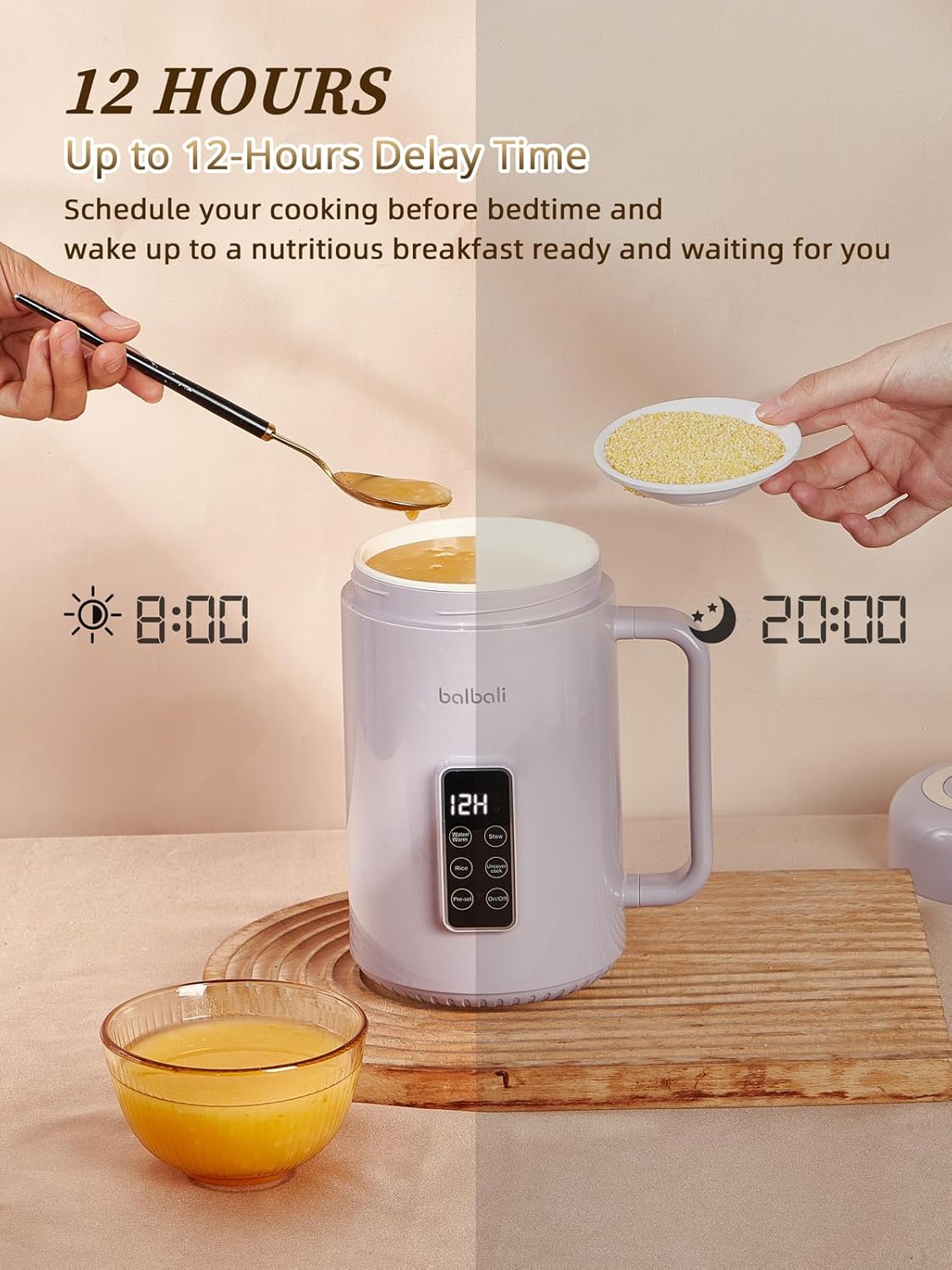 balbali Portable Electric Pot for Cooking Dorm Room - 28oz Non-stick Travel Electric Kettle, Mini Hot Pot with Temperature and Time Control - Self Heating Soup/Rice/Ramen Cooker/Warmer Purple