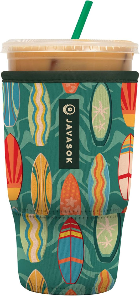 Sok It JavaSok Iced Coffee & Cold Soda Insulated Neoprene Cup Sleeve (Surfs Up, Large: 30-32oz)