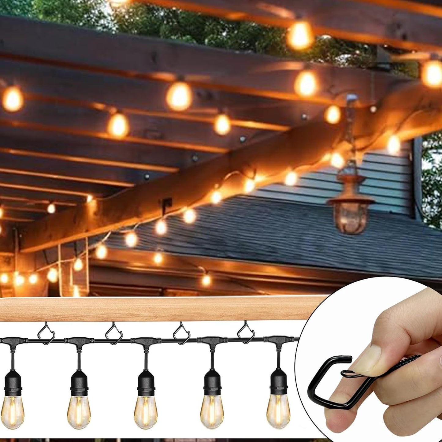 35 PCS Eye Screw Hooks for Hanging Heavy Duty with Safety Buckle.Metal Ceiling Hooks for Hanging Plants,Cup,Wind Chime,Bird Feeders,Christmas String Lights at Indoor&Outdoor,2.36 Inches Black