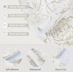 Yasinet Peel and Stick Wallpaper Boho Floral Wallpaper Vintage Floral Contact - Image 9