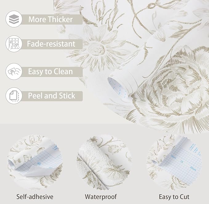 Yasinet Peel and Stick Wallpaper Boho Floral Wallpaper Vintage Floral Contact - Image 9