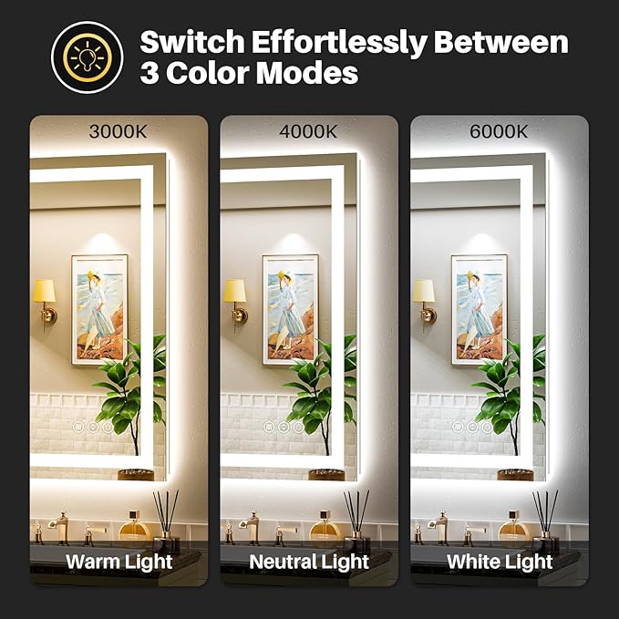 Briivue 48x38 Inch LED Bathroom Mirror - Image 4