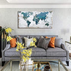 lagre Teal Decor 36inchx71inch World Map Canvas Wall Art Pictures - Image 4