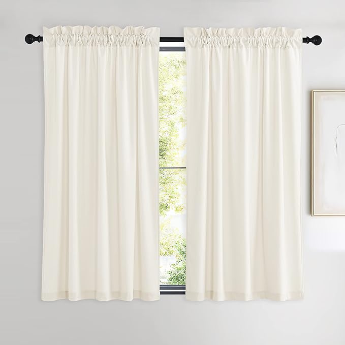 NICETOWN Ivory White Velvet Curtains 54" Length 42" Wide, Light Dimming Thermal by NICETOWN