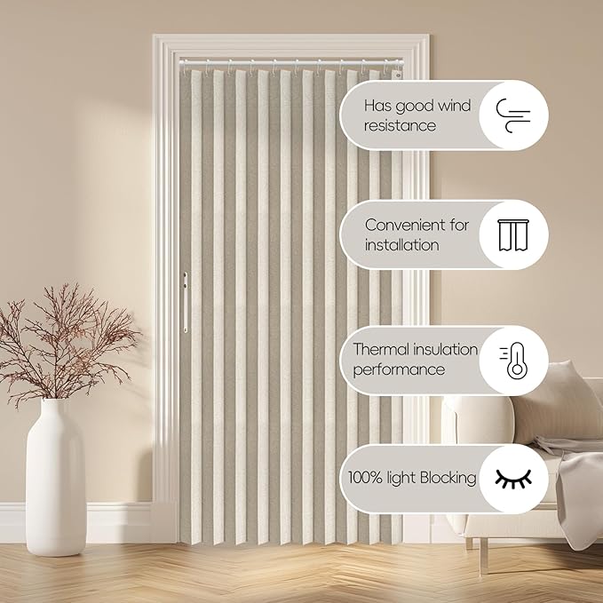 AJAZZ 100% Blackout Magnetic Door Curtain Accordion Doors Interior Folding - Image 9