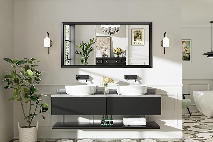 Briivue 60x28 Inch Black Bathroom Mirror - Image 9