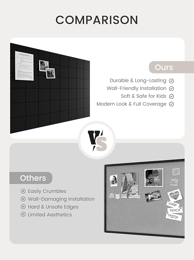 Bumusty Large Felt Bulletin Board, 30 Push Pins, 70 Adhesive Tabs - Image 7