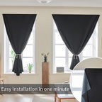 AJAZZ 100% Black Out Curtains Adhesive Blackout Temporary Curtain Rod No - Image 7