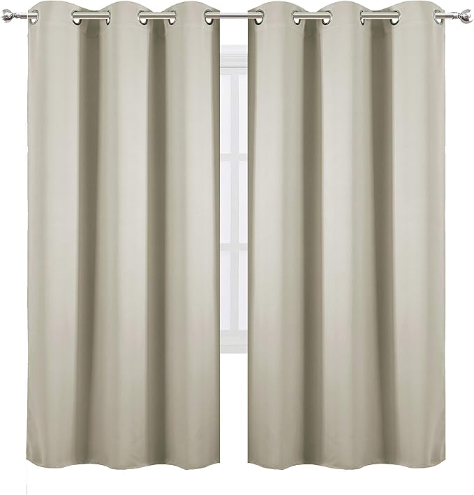 LEMOMO Light Beige Thermal Blackout Curtains/42 x 72 Inch/Set of 2 Panels Room - Image 2
