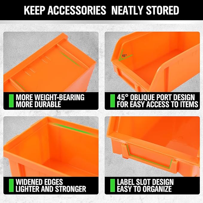 SWANLAKE GARDEN TOOLS 30-Bin Wall-Mounted Storage Bins, Heavy-Duty Garage Tool - Image 3