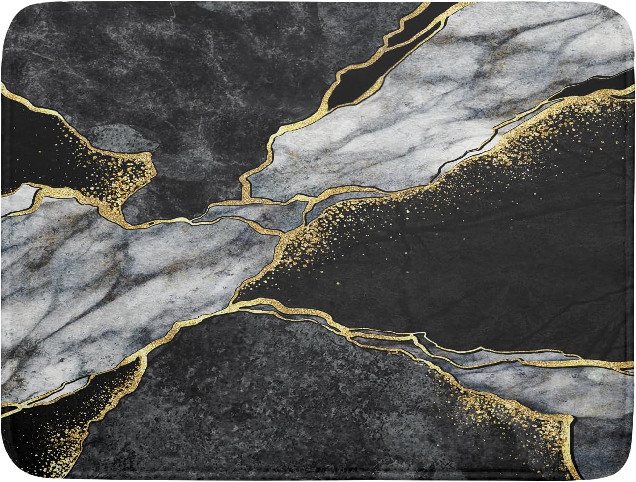 Giwawa Marble Dish Drying Mat for Kitchen Counter 18x24 inch Black Grey Gold Marbling Print Decorative Absorbent Dish Drying Pad Elegant Luxury Granite Stone Microfiber Large Drainer Rack