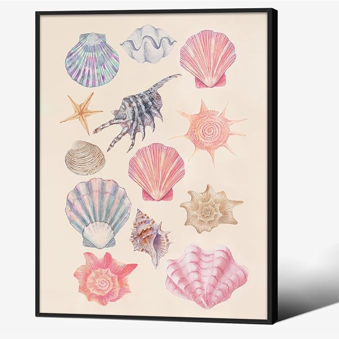 Pink Shell Posters Funky Coastal Cowgirl Wall Art Vintage Beach House by Unknown