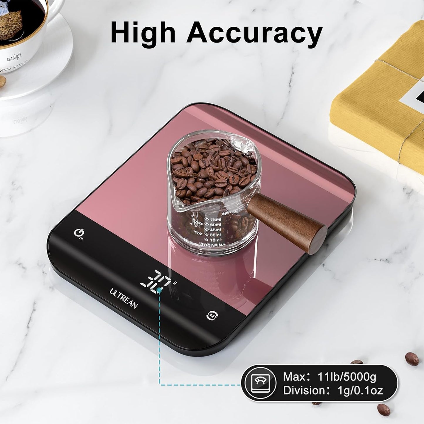 Ultrean Food Scale, Digital Kitchen Scale with LED Display, Weight Grams and Ounces for Baking Cooking, 6 Units with Tare Function, 11lb (Batteries Included)