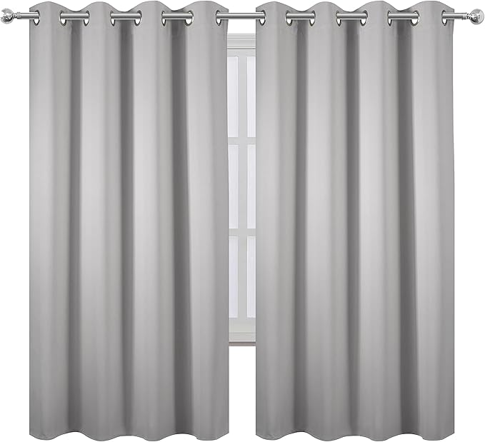 LEMOMO Light Grey Blackout Curtains 52 x 63 Inch Length/Set of 2 Curtain - Image 2