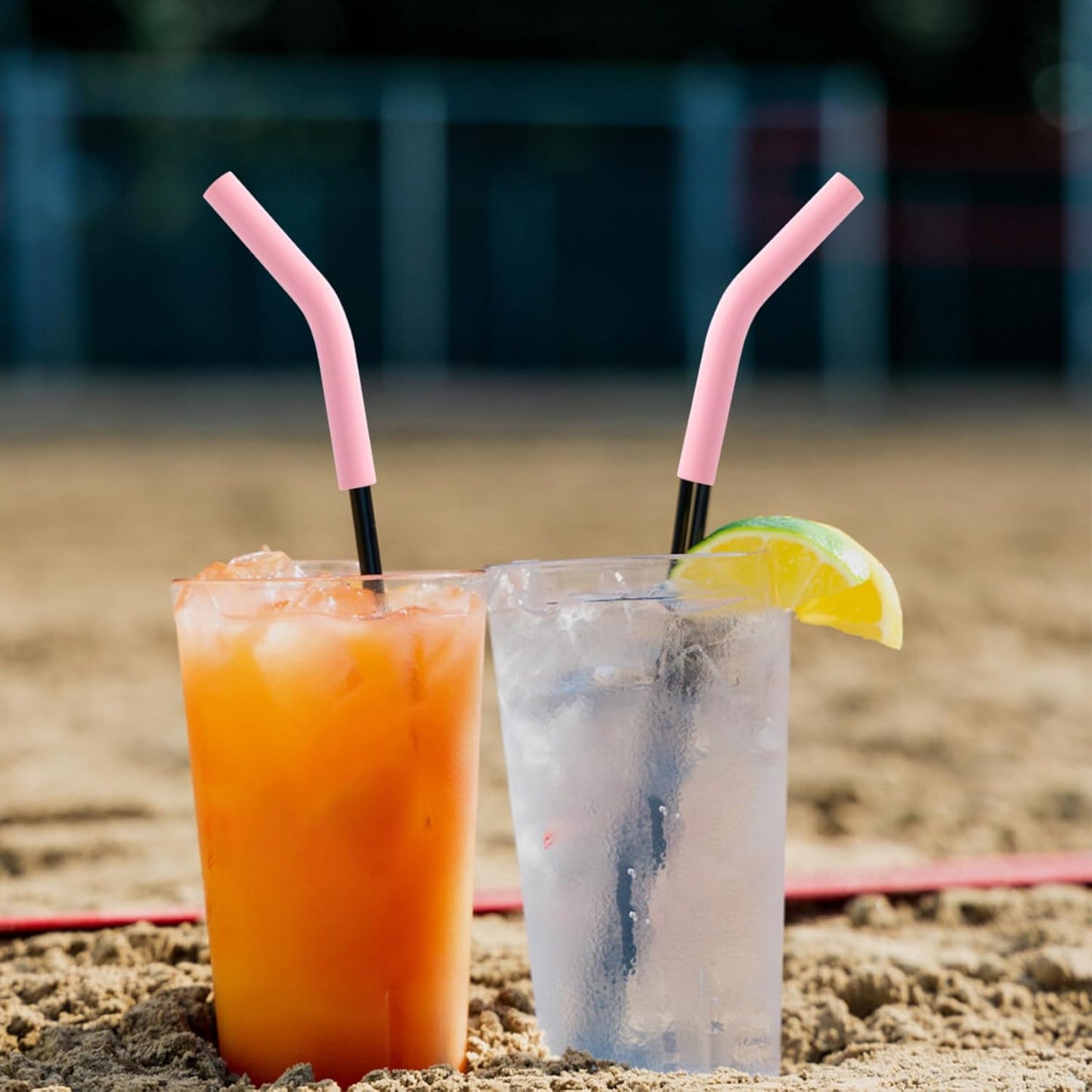 6pcs Food-Grade Silicone Straw Tips, Reusable Metal Straw Elbows Tips, Temperature Resistant Rubber Straw Covers Replacement Tip for 5/16" Stainless Steel Straws - Pink