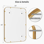 2-Pack 24x36 Inch Matte Gold Bathroom Vanity Mirrors | Flush Mount Deep Set - Image 6