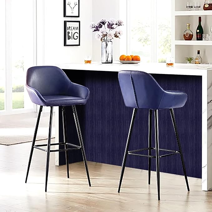 Navy Blue Grasscloth Peel and Stick Wallpaper Texture Contact Paper 23.6"x480" - Image 7