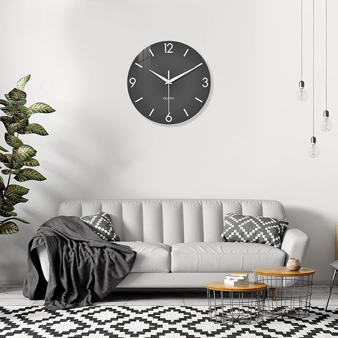 XFM Modern Wall Clock 20 Inch Large Grey Wall Clocks Battery Operated Gray - Image 2