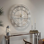 Cuspin 30 Inch Large Wall Clock, Modern Silver Metal Big Decorative Wall Clock - Image 8