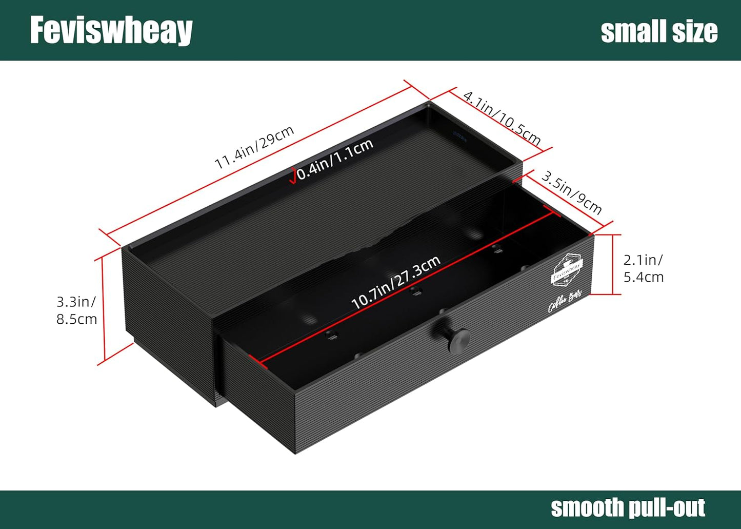 Coffee Bar Organizer, 2-Tier Syrup Rack with Coffee Drawer, Suitable for Dirty Soda Bar Supplies & Holding Torani Bottles, Wine Glasses, Space-Saving for Small Kitchens,Apartments,Dorms